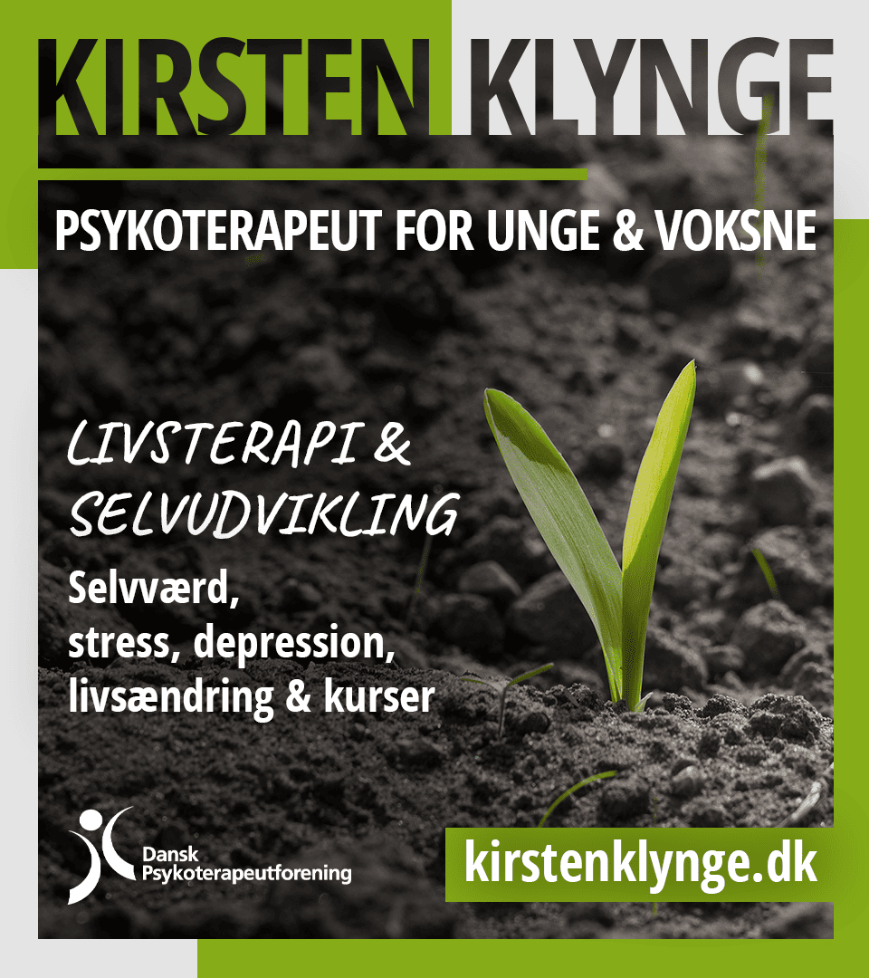 Halvskærmsannonce: Kirsten Klynge — livsterapi & selvudvikling